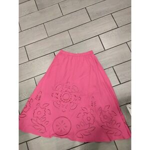 MISA Los Angeles Pink Floral Cutout Maxi Skirt Size Small Elastic Waist